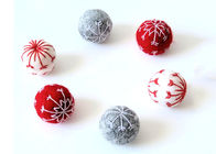 EN79 3cm Wool Felt Balls With Embroidered Snowflakes