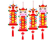4 Sets DIY Sticking 40x10cm Felt Hanging Ornaments for Chinese Ox Year