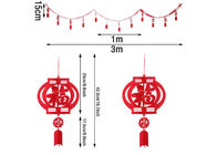 Chinese Red Fu Thick 3D 10ft Felt Lanterns With Happy New Year Banner