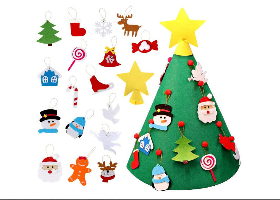 3D DIY Felt Christmas Tree With Ornaments Kids Toys Christmas Party Decoration