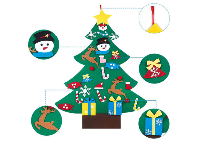 3ft Diy Felt Christmas Tree With 26 Pcs Ornaments Wall Decor
