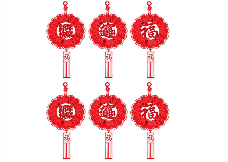 6pcs Felt Holiday Decorations Chinese New Year Lantern