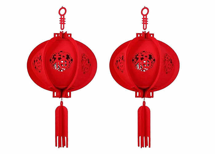 30*7cm Groove Patterns Chinese Festival Felt Celebration Paper Lantern