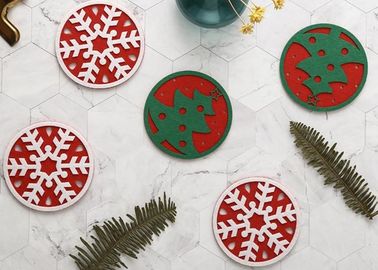 Safe Eco Friendly Felt Coasters Christmas Decorations For Home / Kitchen