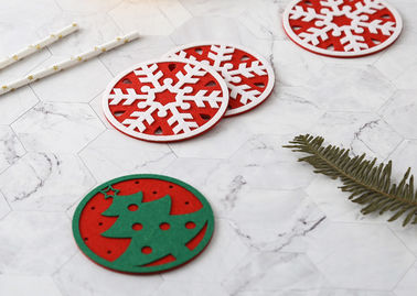 Safe Eco Friendly Felt Coasters Christmas Decorations For Home / Kitchen