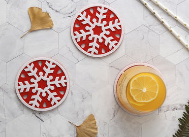 Safe Eco Friendly Felt Coasters Christmas Decorations For Home / Kitchen