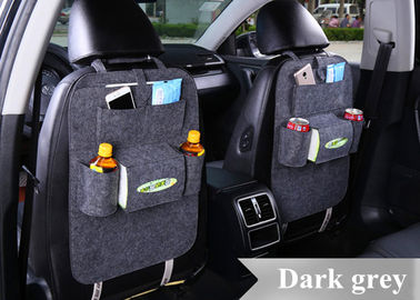 Black Grey Brown Car Seat Back Bag Organizer , Felt Car Seat Organizer Bag