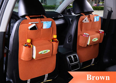 Black Grey Brown Car Seat Back Bag Organizer , Felt Car Seat Organizer Bag