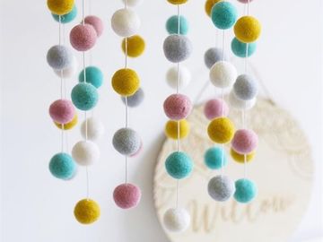 Handcrafted Diy Felt Ball Mobile , 100% New Zealand Wool Felt Ball Baby Mobile