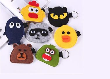 Cute Carton Pattern Felt Coin Bag , 10*10 Cm Grey Felt Bag For USB Data Cable