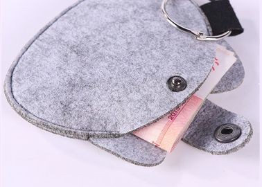 Cute Carton Pattern Felt Coin Bag , 10*10 Cm Grey Felt Bag For USB Data Cable