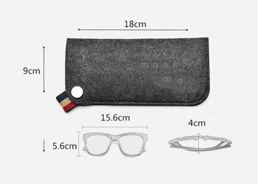 Custom Laser Printing Wool Felt Bags , Open Type Felt Glasses Pouch