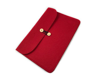 Free Sample Red Felt Laptop Sleeve Case Cover Bag With Button Decoration