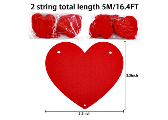 Red Love Decoration 3mm Felt Heart Garland