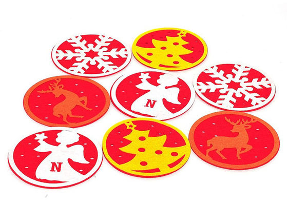 Double Layer Heatproof Christmas Felt Drink Coasters 10*10cm