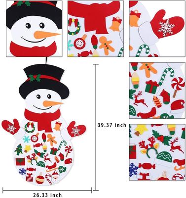 39 X 26 Inch Childrens Felt Handicraft Snowman Set With 36pcs Ornaments