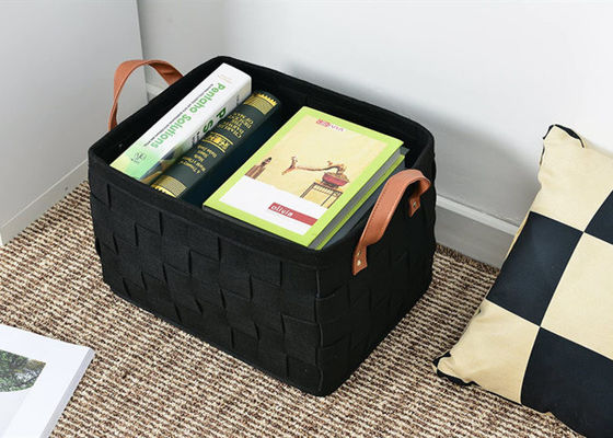 Rectangular 3mm 5mm Felt Storage Bin With PU Handles