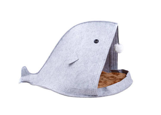 Silk Screen Wool Shark Shape Felt Pet Cave For Little Cat