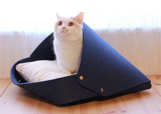 Eco Friendly Washable Navy Outdoor EN 71 Wool Cat Cave