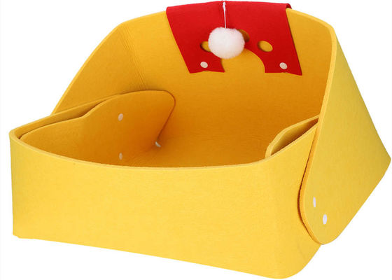 Cat Yellow Sleeping Bed Laser Logo EN71 Felt Pet Cave House