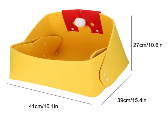 Cat Yellow Sleeping Bed Laser Logo EN71 Felt Pet Cave House