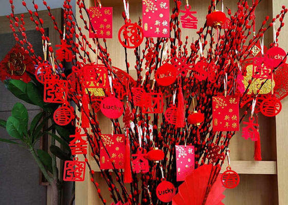 Red Chinese Characters 3mm Thick Felt Hanging Ornaments