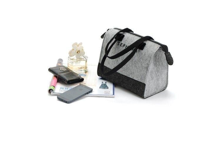 Custom Logo Grey Wool Felt Bags 23*21*13 Cm Shockproof And Simple Design