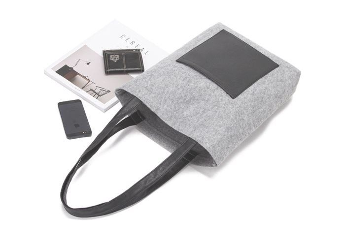 Multi Functional Light Grey Felt Handbag 29*5*39 Cm With Custom Size Logo