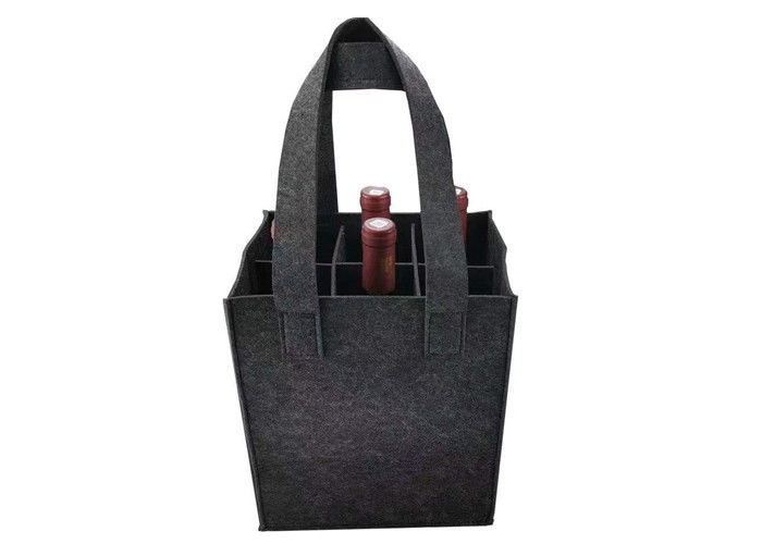 6 Bottle Felt Fabric Bags Wine Carrier Tote Reusable Grocery Felt Bags For Travel