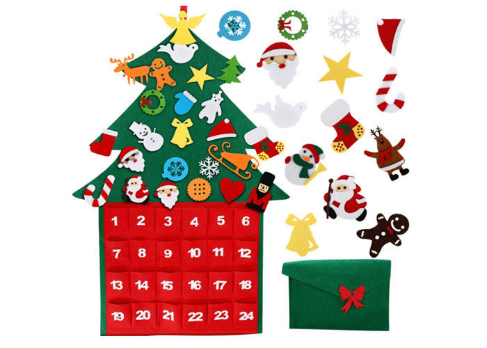 Reusable Felt Christmas Tree Decorations Advent Calendar Waterproof No Fading