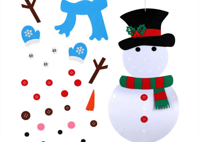 31 PCS Detachable Ornaments 20 X 39 Inch DIY Felt Christmas Snowman Games Set