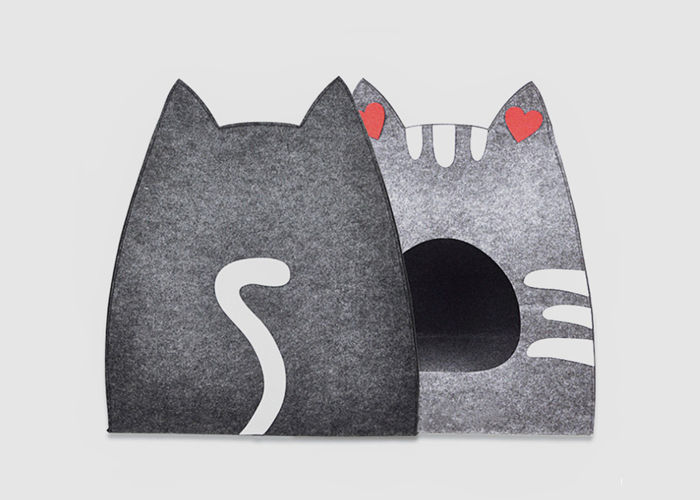 Sublimation 50*35*58cm Cat Shape Collapsed Felt Pet Cave