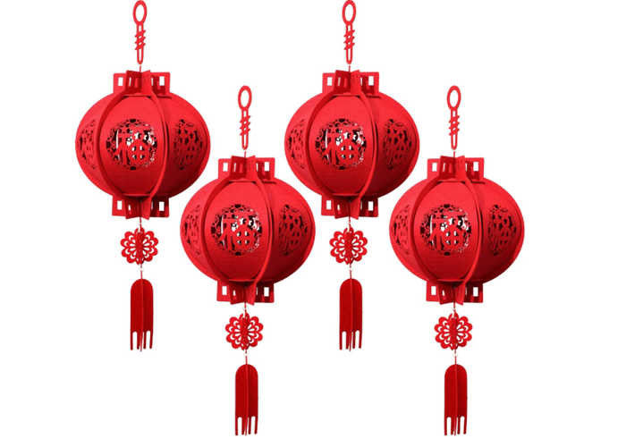 Red Fu 3D Puzzle Felt Lantern For Festival Decorations